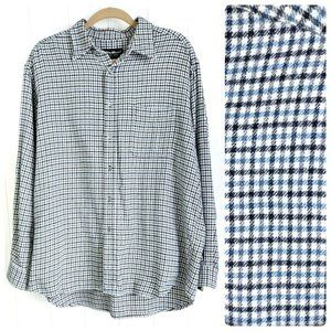 Eddie Bauer Mens button down Flannel sz Large L Blue Black White plaid